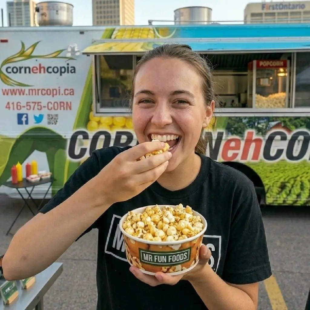 Fresh popcorn station at a Mr Fun Foods event
